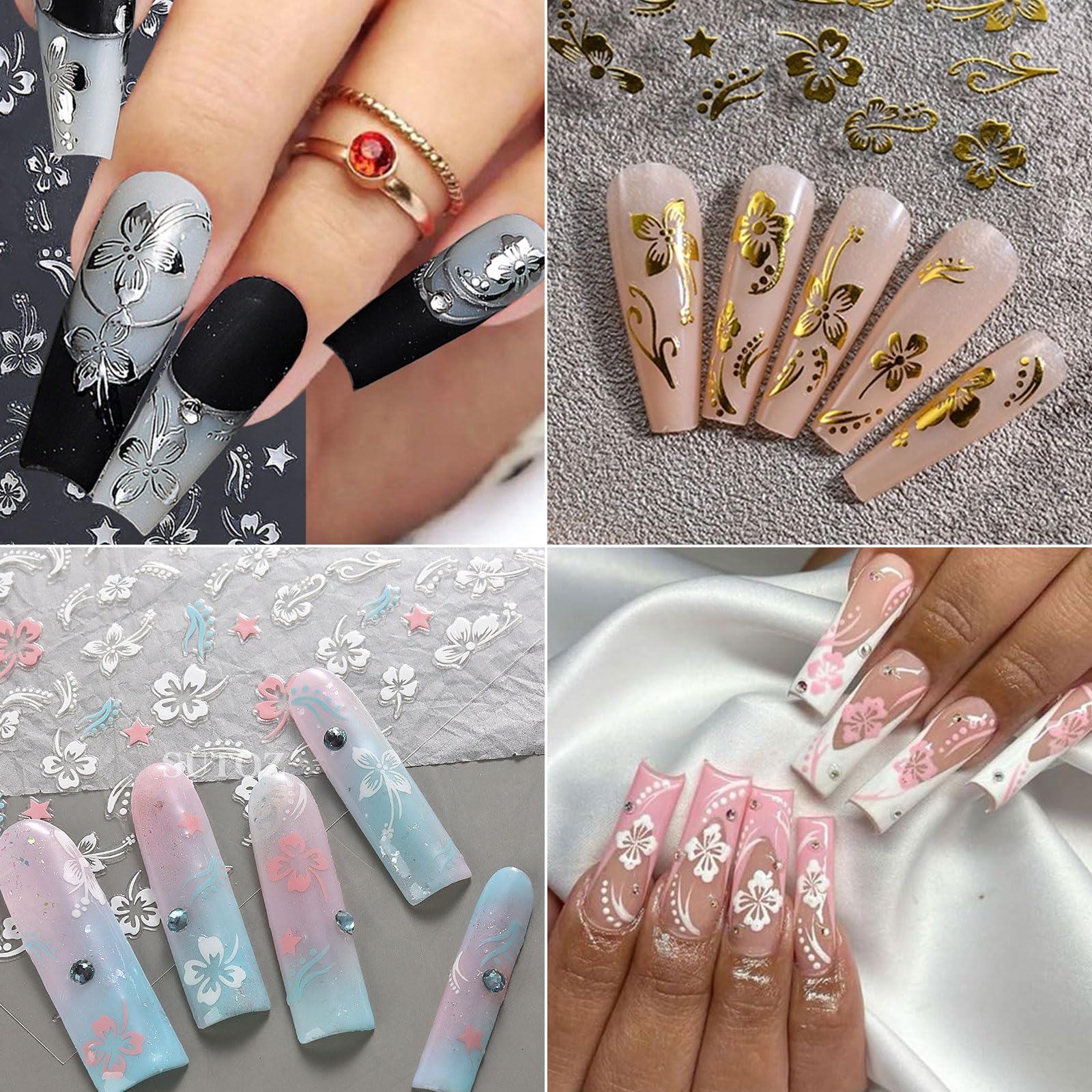 Amazon.co.jp: ネイルシール 花 10枚セット ハイビスカス ネイル